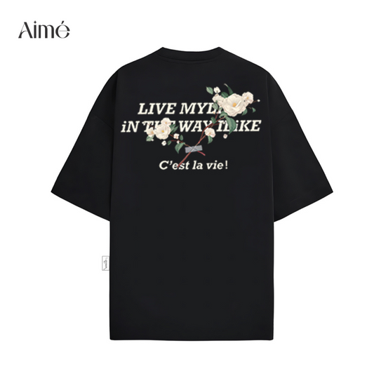 Áo Thun Unisex Aimé – "C’est La Vie" Floral Backprint Tee