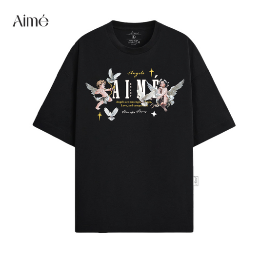 Áo Thun Unisex Aimé – "Angel & Money" Vintage Art Design