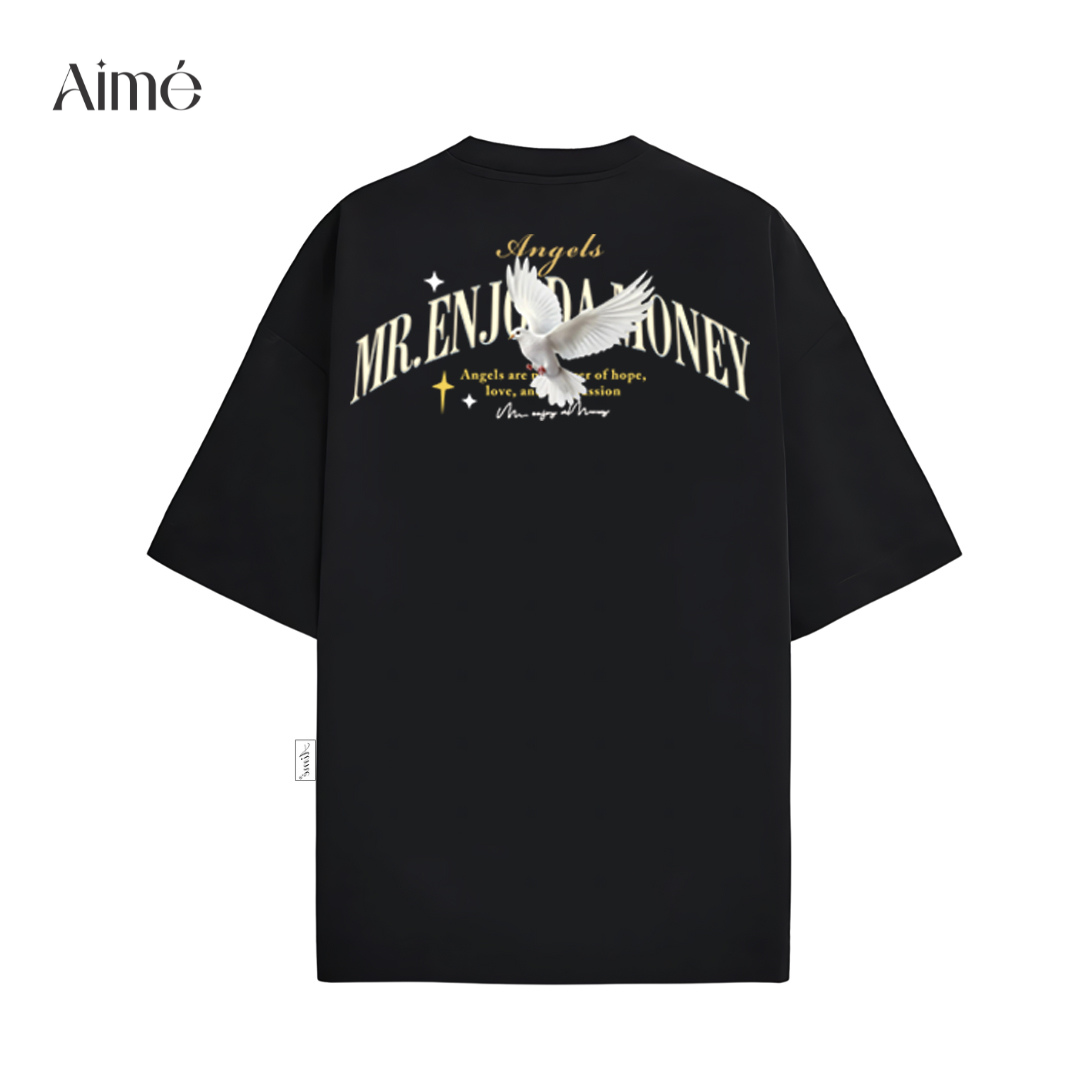 Áo Thun Unisex Aimé – "Angel & Money" Vintage Art Design