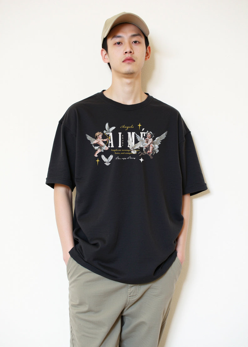 Áo Thun Unisex Aimé – "Angel & Money" Vintage Art Design