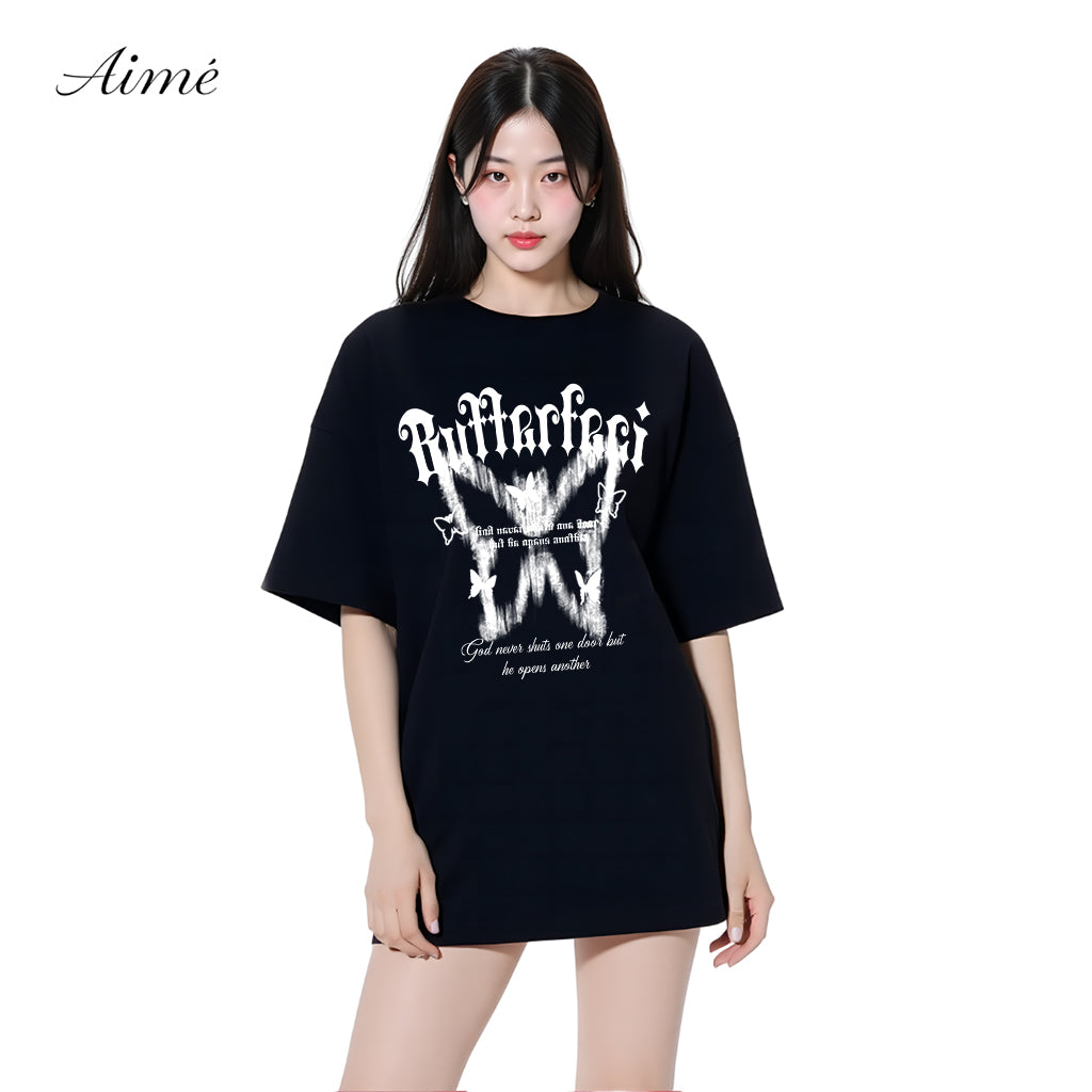 Áo Thun Unisex Aimé – "Butterfly Cross" Gothic Angel Tee