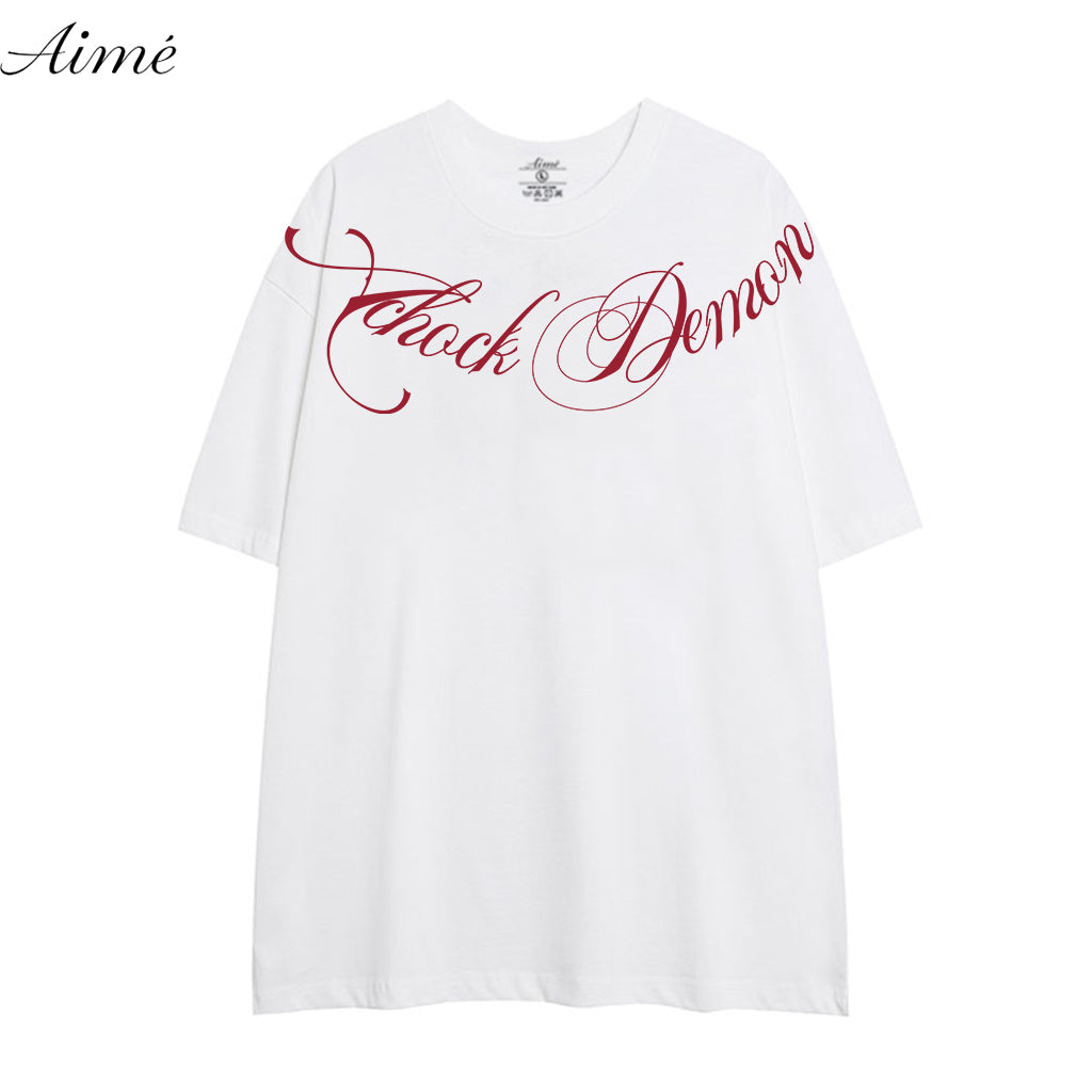Áo Thun Unisex Aimé – "Clock Demon" Red Calligraphy Tee