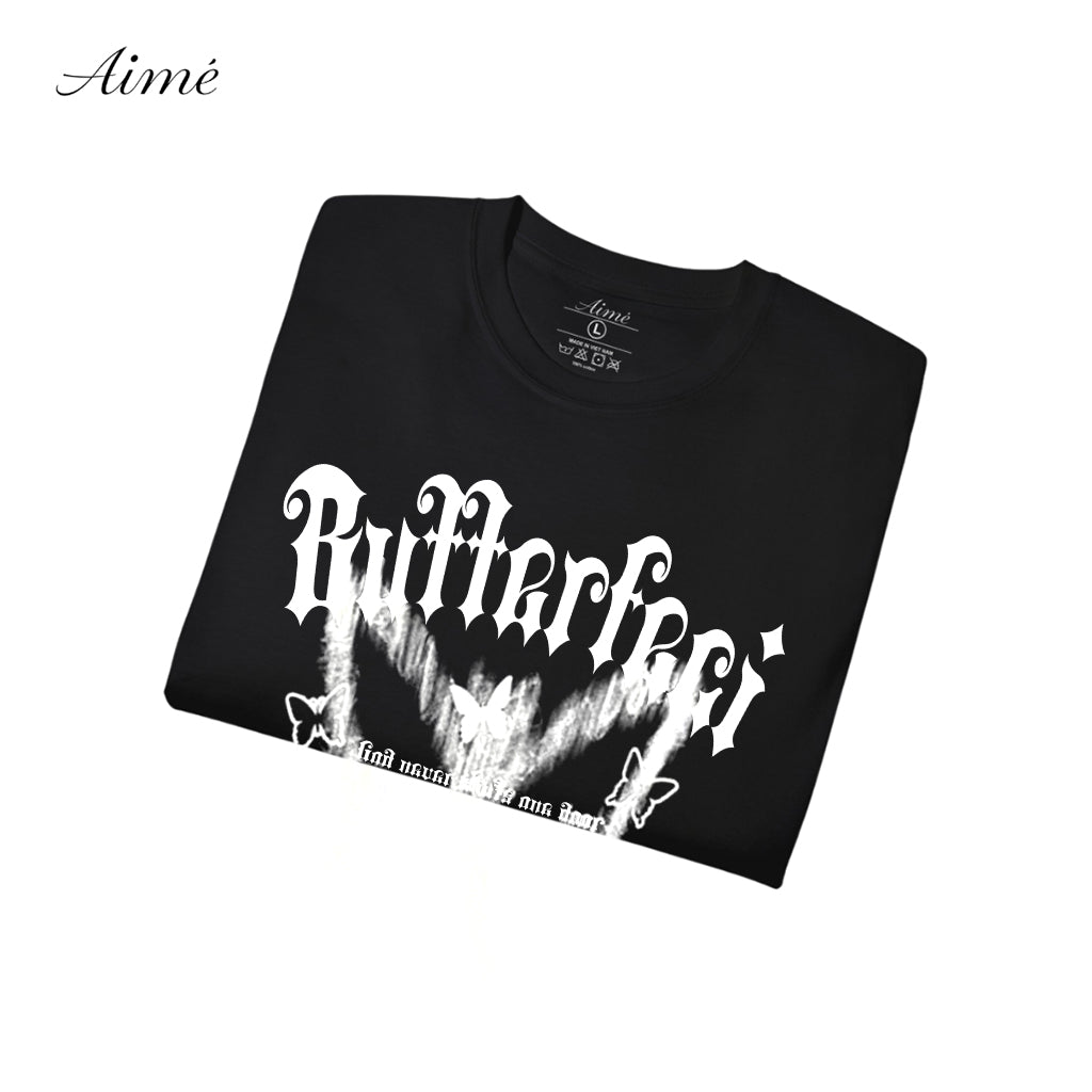 Áo Thun Unisex Aimé – "Butterfly Cross" Gothic Angel Tee
