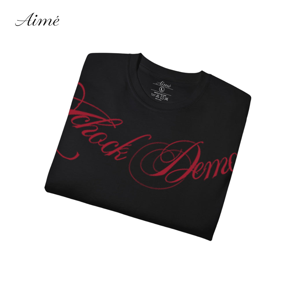 Áo Thun Unisex Aimé – "Clock Demon" Red Calligraphy Tee