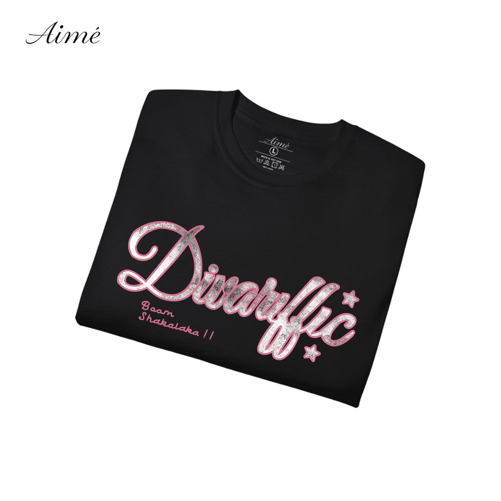 Áo Thun Unisex Aimé – "Dinarffic" Pink Glitter Lettering Tee
