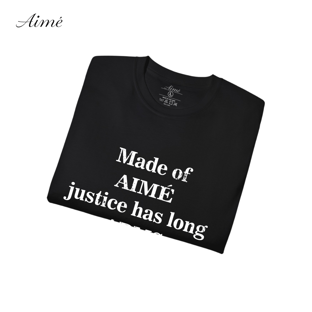 Áo Thun Unisex Aimé – "Justice Has Long Arms" Minimalist Design