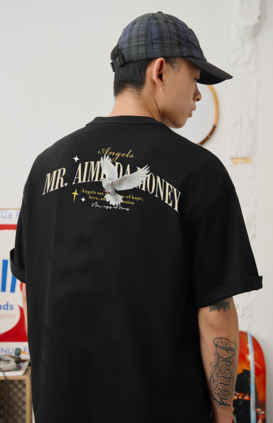 Áo Thun Unisex Aimé – "Angel & Money" Vintage Art Design